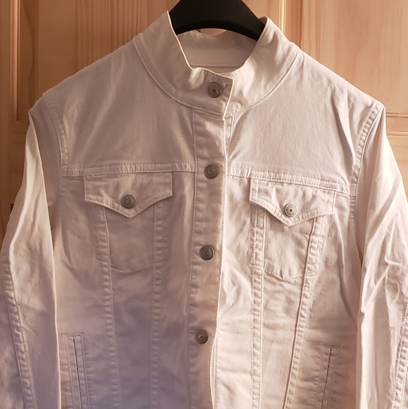 GAP Cotton Stretch Mockneck Jacket Coat White Medium - Picture 4 of 13